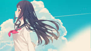 Blushing Anime Girl Side Profile Wallpaper