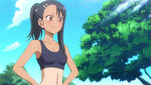 Blushing Nagatoro In Sports Bra Wallpaper