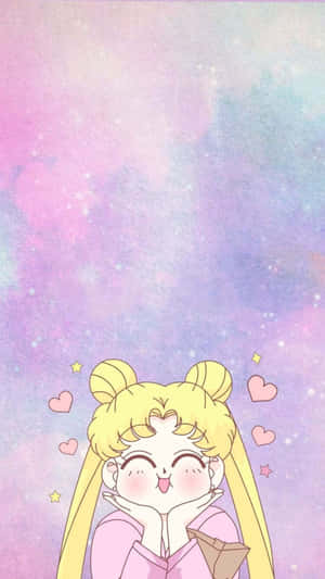 Blushing Sailor Moon Pink Background Wallpaper