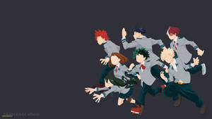 Bnha Characters Running School Uniform Wallpaper