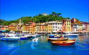 Boats On The Sea Of Portofino Wallpaper