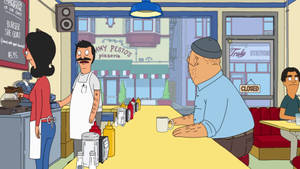 Bob And Teddy In Conversation At Bob's Burgers Wallpaper