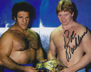 Bob Backlund And Bruno Sammartino Signed Autograph Wallpaper