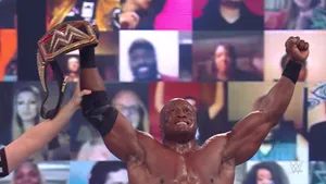 Bobby Lashley Holding His Wwe Championship Belt Wallpaper