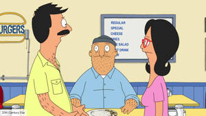 Bobs Burgers Teddy With Linda And Bob Wallpaper