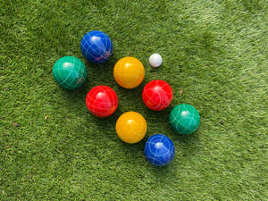 Bocce Ball On Grass Diagonal Wallpaper