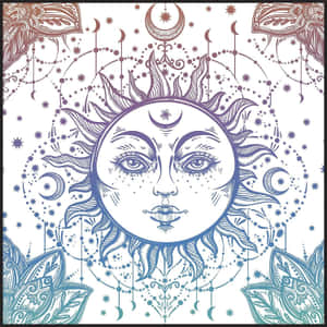 Bohemian Sun Moon Artwork Wallpaper