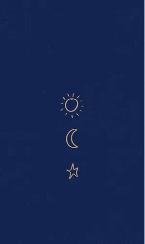 Bohemian Sun Moon Star Navy Background Wallpaper
