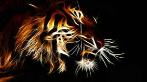 Bold And Majestic Tiger Rising From A Digital Canvas Wallpaper