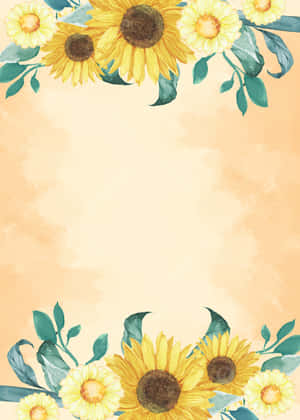 Border With Sunflower Phone Wallpaper