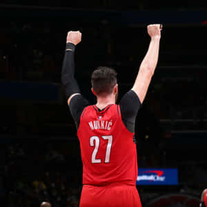 Bosnian Professional Basketball Player Jusuf Nurkic Back Angle Shot Wallpaper