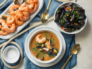 Bouillabaisse French Meal With Eggplant Wallpaper