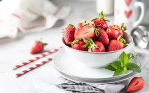 Bowl Of Strawberry Desktop Wallpaper