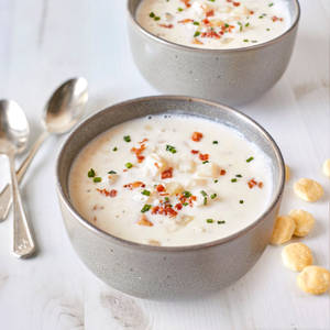 Bowls Of New England Clam Chowder And Crackers Wallpaper