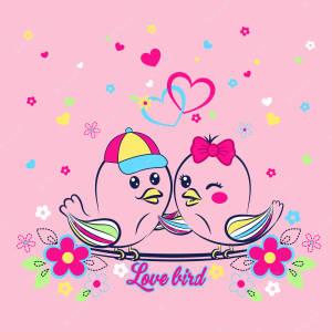 Boy And Girl Pink Love Birds Wallpaper