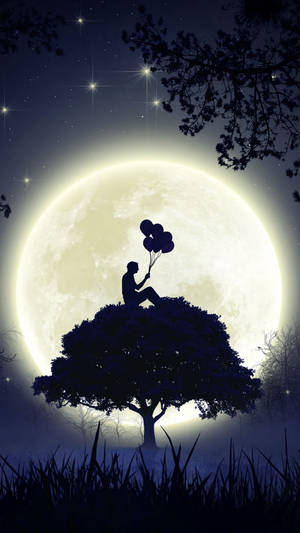 Boy Shadow On Top Tree Wallpaper