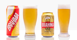 Brahma Chopp And Zero Pilsen Beer On Glasses Wallpaper