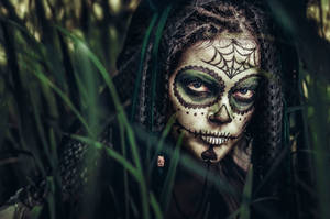 Braided Woman With Sugar Skull Wallpaper