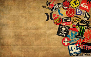Brand Logos On Grunge Brown Wallpaper