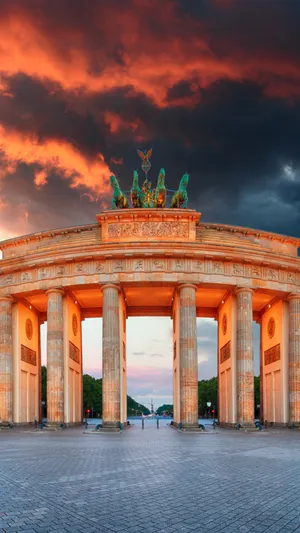 Brandenburg Gate Dark Orange Sky Wallpaper