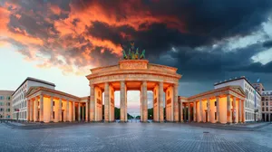 Brandenburg Gate Wide Dark Clouds Wallpaper