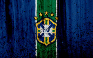 Brazil National Football Team Logo Grimy Blue Background Wallpaper