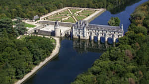 Breathtaking Aerial View Of Château De Chenonceau Wallpaper