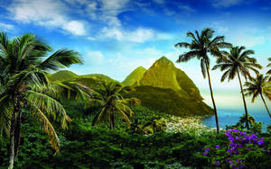 Breathtaking View Of Saint Lucia, The Caribbean Island Wallpaper