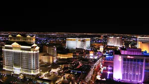 Breathtaking View Of The Las Vegas Skyline During The Night Wallpaper