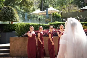 Bridesmaids' Surprised Reaction Wallpaper