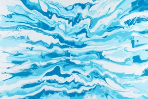 Bright Blue Abstract Paint Waves Wallpaper