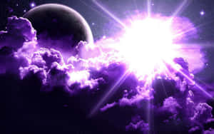 Bright Cloudy Moon Purple Cool Wallpaper