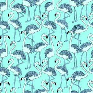 Bright Flamingo Pattern In Turquoise Wallpaper