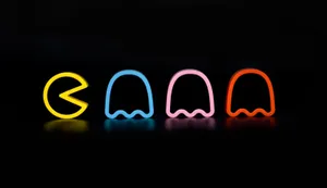 Bright Neon Color Pac Man Outline Wallpaper