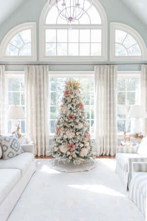 Bring A Touch Of Softness To This Christmas With A Beautiful Pink Christmas Tree. Wallpaper