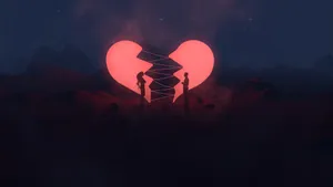 Broken Aesthetic Heart With String Wallpaper