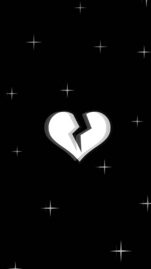 Broken Black And White Heart Sparkles Wallpaper