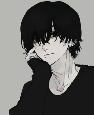 Brooding Anime Boy Black Hair Wallpaper