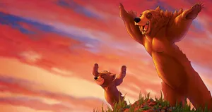 Brother Bear Kenai And Koda Feeling The Air Wallpaper