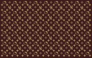 Brown Gold Hello Kitty Monogram Desktop Wallpaper
