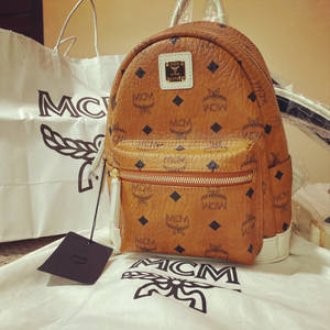 Brown Mcm Leather Backpack Wallpaper