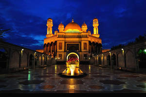 Brunei Jame' Asr Mosque At Night Wallpaper