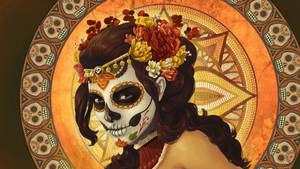 Brunette In Day Of The Dead Makeup Wallpaper