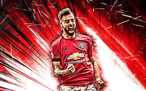 Bruno Fernandes Red Abstract Rays Wallpaper