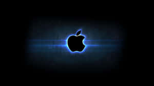 Brushed Metal Cool Mac Logo Blue Afterglow Wallpaper