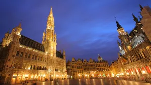 Brussels Yellow City Night Wallpaper