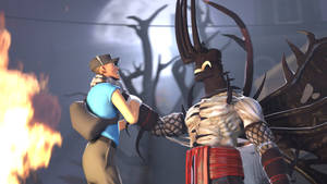 Brutal Legend Doviculus Chocking A Man Wallpaper