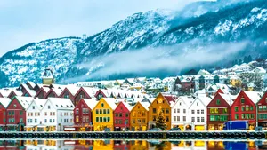 Bryggen Bergen Norway Winter Scenery Wallpaper