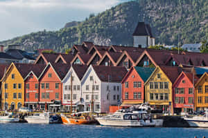 Bryggen Historic Norwegian Harbor Wallpaper
