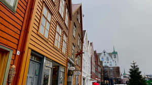 Bryggen Historic Norwegian Wooden Houses Wallpaper